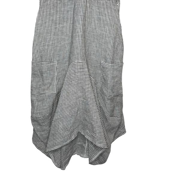 Inizio Italy Magic Linen Sleeveless Midi Dress Gray High Low Pockets size XL - Picture 5 of 7